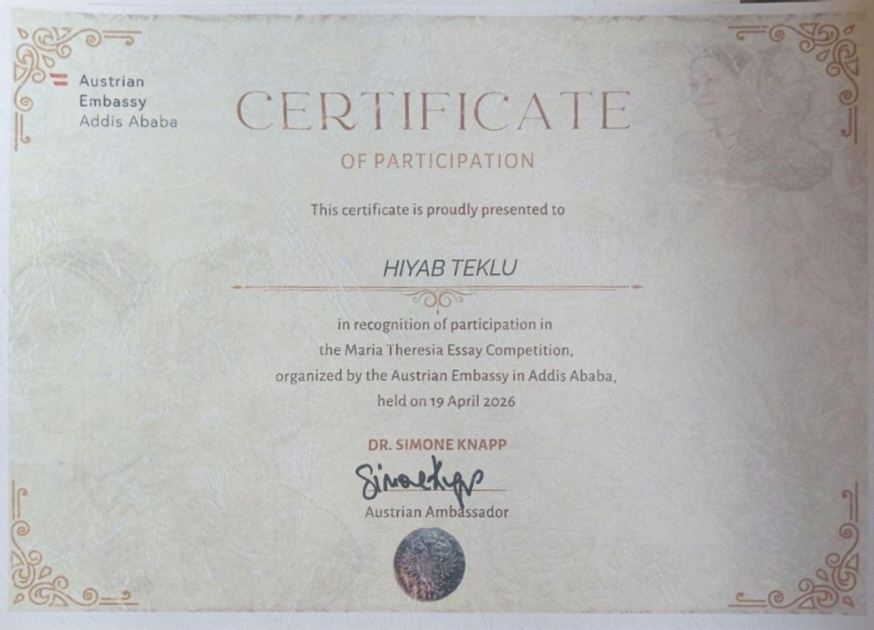 Embassy Certificate